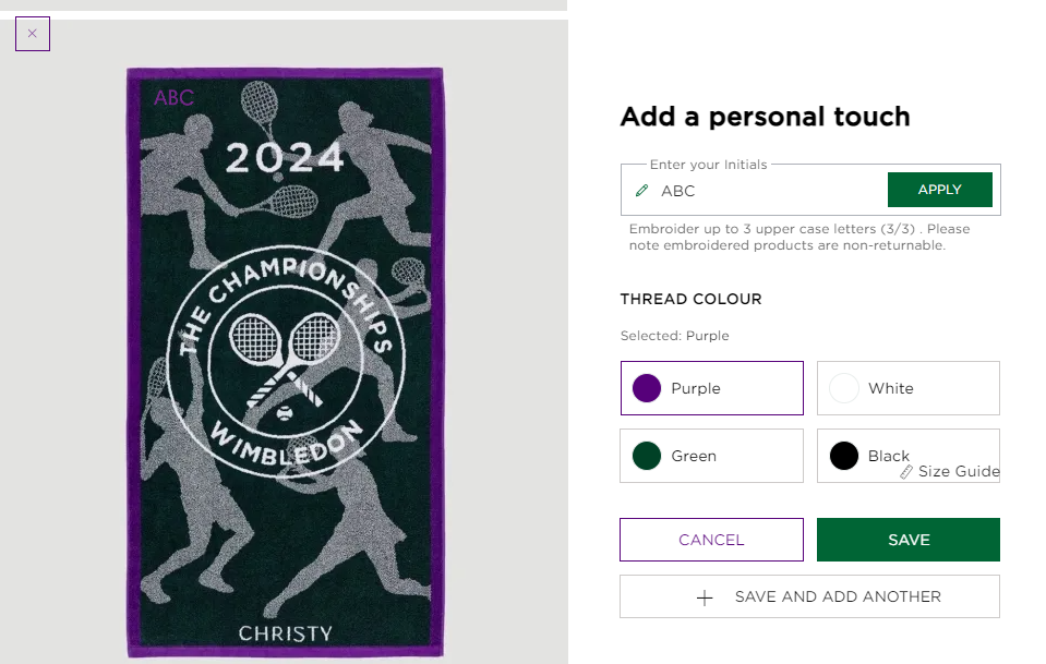 PERSONALISATION GUIDE – AELTC Retail